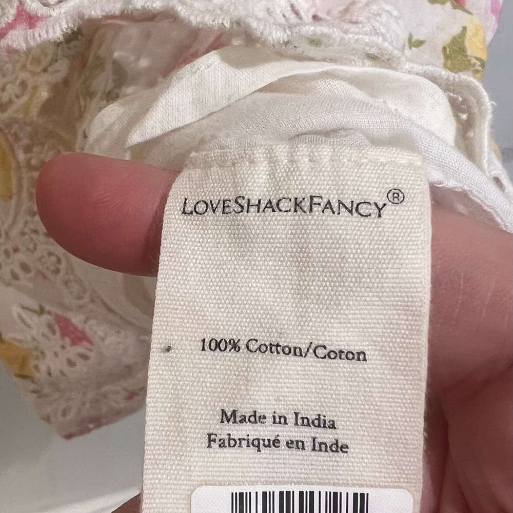 LoveShackFancy Belen Floral Eyelet Mini Dress | Size 8 Pink Yellow Floral - Picture 8 of 9